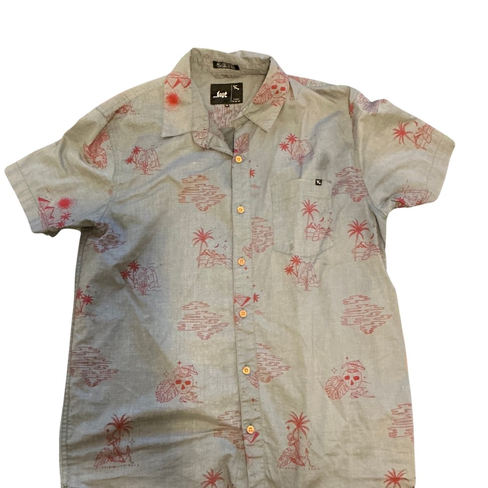 Lost Gray and Red Casual Men's Shirt